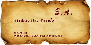 Sinkovits Arnó névjegykártya